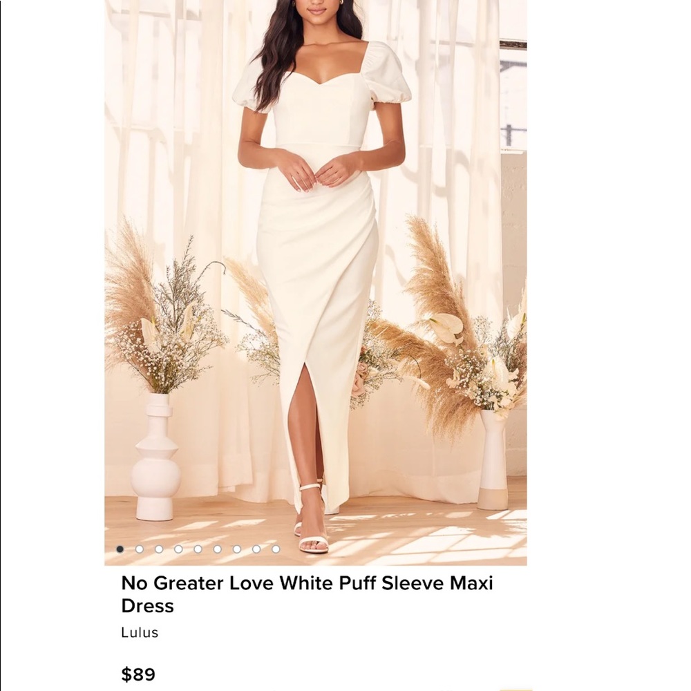 Lulus White Puff Sleeve Maxi Dress Size XS
